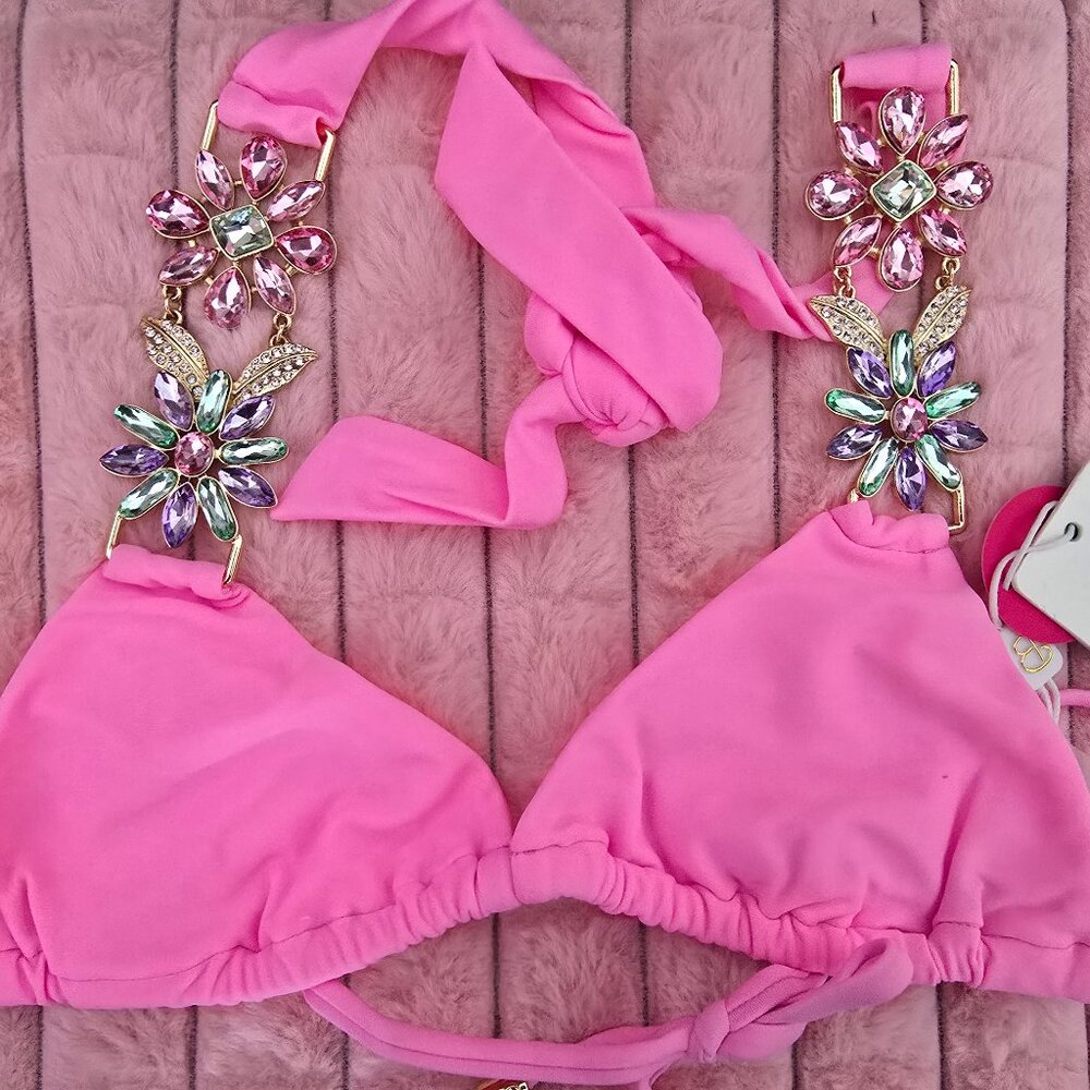 Beach Bunny Pink bottoms with metal flowers